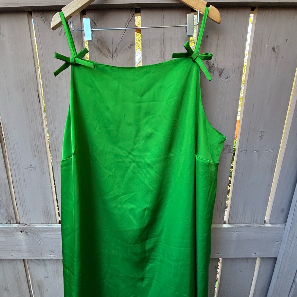 kate spade Bright Green Slip Dress with Tie Straps - Picture 3 of 11